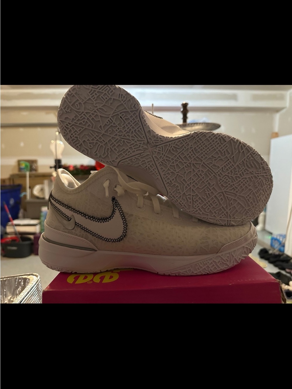 Nike Lebron 20 White Sneakers with Black Stitched Swoosh